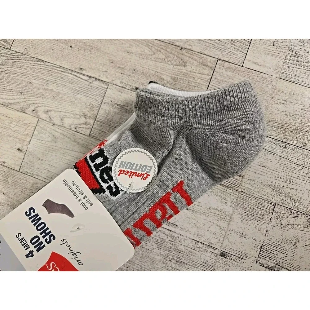 Hanes Socks NO SHOWS Mens 4pk Shoe Size 6-12 Lot of 2 Soft Stretchy Gray White